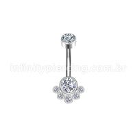Piercing Banana Aço Cirúrgico Indiano 7 Zircônias Cravada