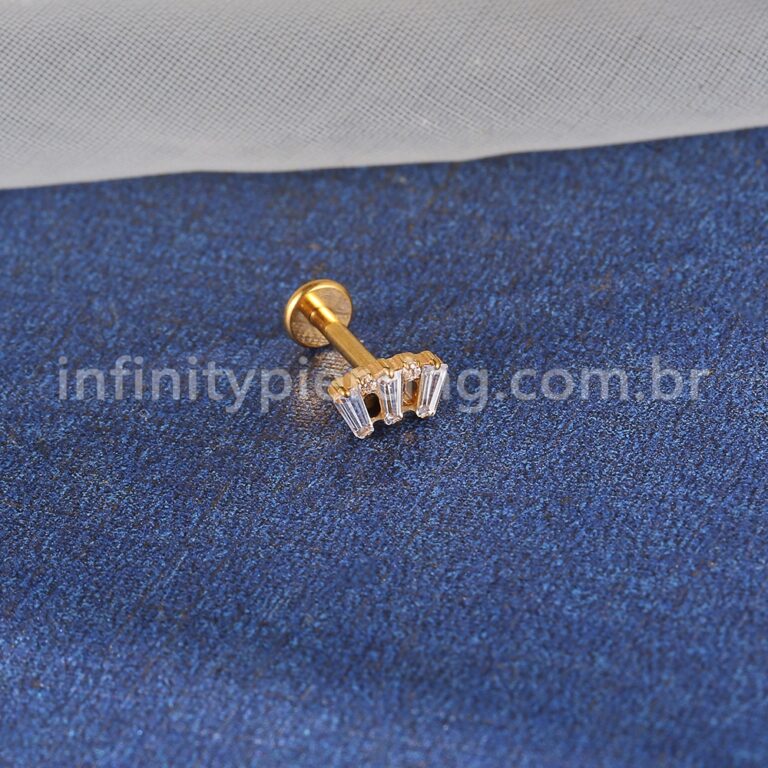 Piercing Labret Titânio 3 Zircônia Retangular