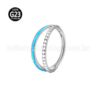 Piercing Argola Titânio Segmento Articulado Dupla Fileira Detalhes/Opala