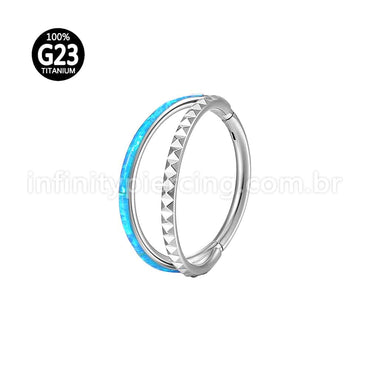 Piercing Argola Titânio Segmento Articulado Dupla Fileira Detalhes/Opala