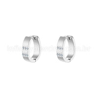 Argola Aço Inoxidável Oval Linhas Zircônia