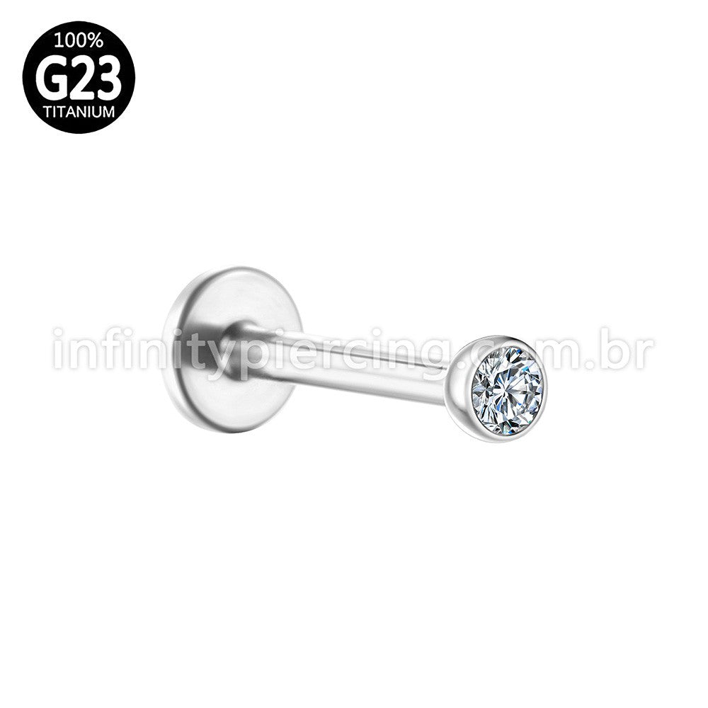 PIERCING LABRET PUSH PIN TITÂNIO ZIRCÔNIA