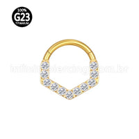 Piercing Argola Titânio Detalhe V Zircônia Frontal