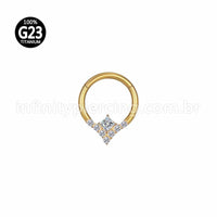 Piercing Argola Titânio Segmento Articulado Zircônia Cravejada