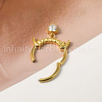 Piercing Argola Titânio Segmento Articulado Presas Com Pingente De Coração