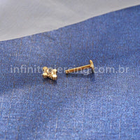 Piercing Labret Aço Cirúgico Indiano 5 Pedras Zircônia Cravada
