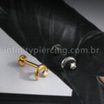 Piercing Labret Titânio Lua Zircônia