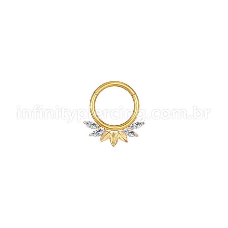 Piercing Argola Aço Cirúrgico Segmento Articulado 4 Pedras Zircônia Cravejada