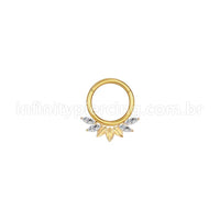 Piercing Argola Aço Cirúrgico Segmento Articulado 4 Pedras Zircônia Cravejada