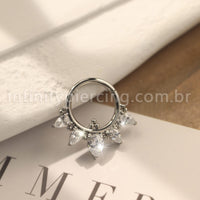 Piercing Argola  Aço Cirúrgico Segmento Articulado Zircônia Oval