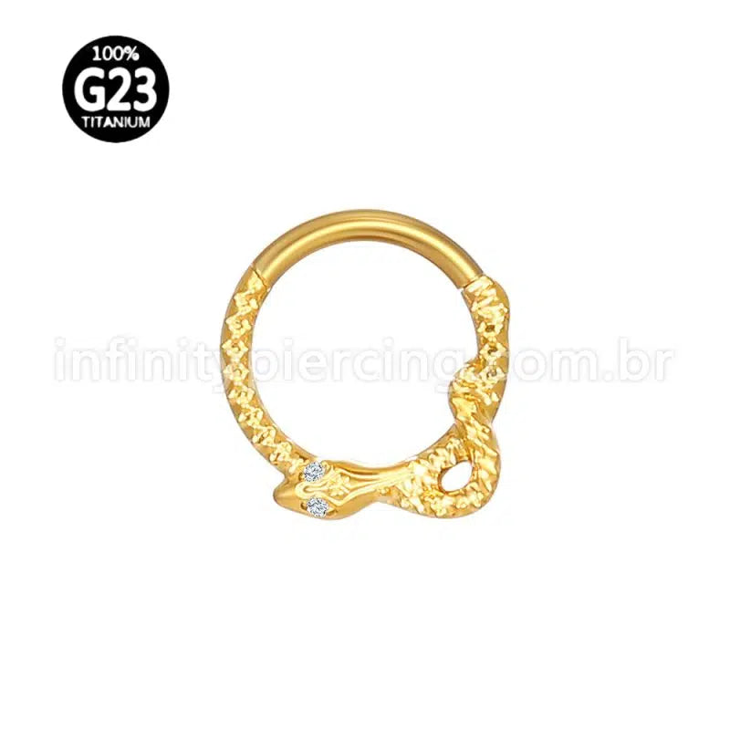 Piercing Argola Titânio Detalhes Cobra