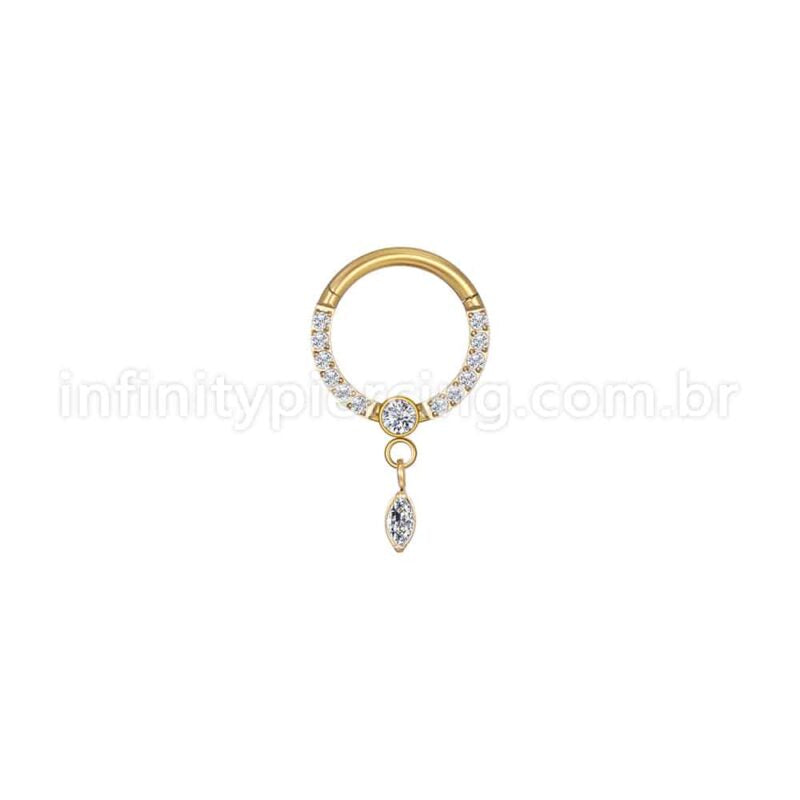 Piercing Argola Aço Cirúrgico Zircônia Cravejada Com Pingente