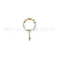 Piercing Argola Aço Cirúrgico Zircônia Cravejada Com Pingente