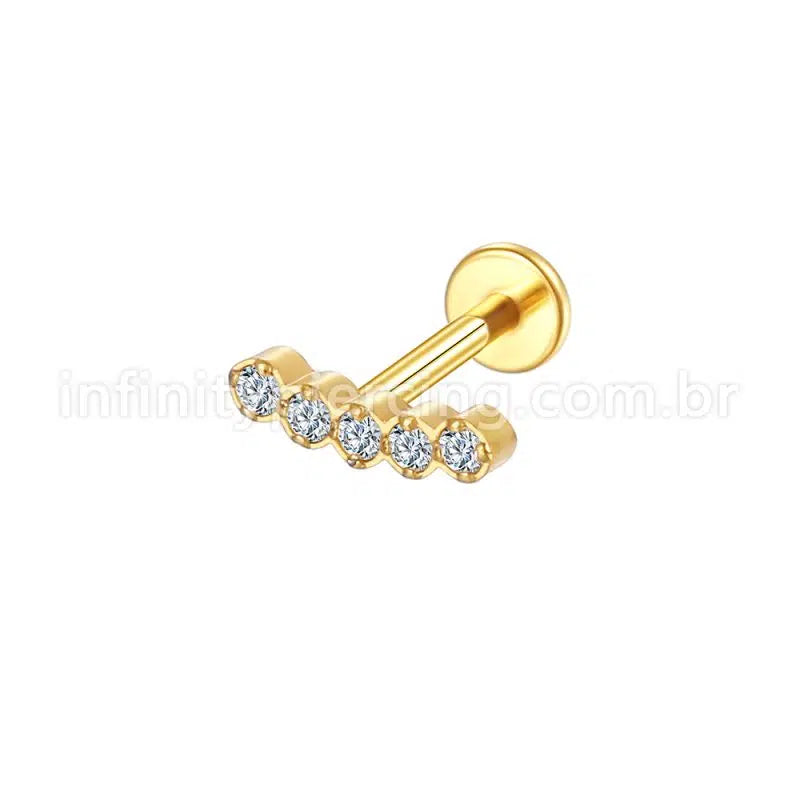 Piercing Labret Aço Cirúgico 5 Mini Zircônia Reta