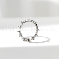 Piercing Argola Titânio Detalhe Zircônia e Spike