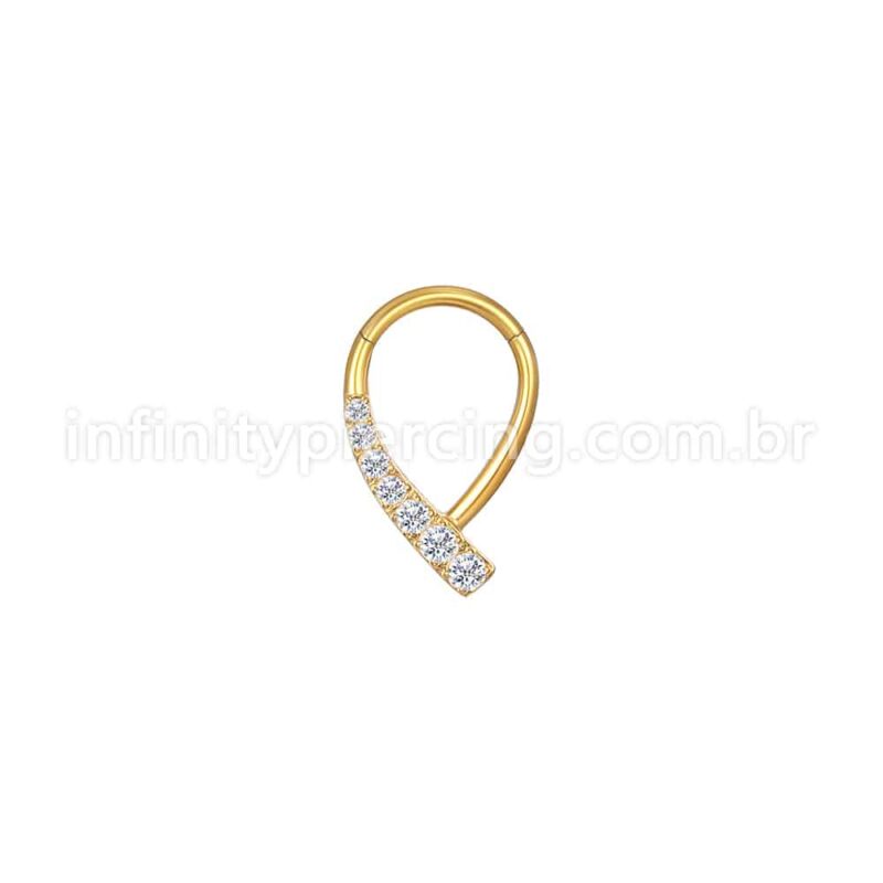 Piercing Argola Aço Cirúrgico Gota Com Zircônia