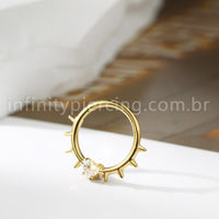 Piercing Argola Titânio Spike Com Pedra Zircônia