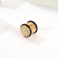 Alargador Aço Cirúrgico Gold Plug Com Borracha