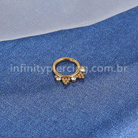 Piercing Argola Segmento Articulado Aço Cirúrgico 3 Pedras Zircônia