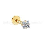 Piercing Labret Aço Cirúrgico Zircônia Quadrada