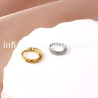 Piercing Argola Titânio Segmento Articulado Transpassada Zircônia Detalhada