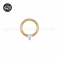 Piercing Argola Titânio Segmento Articulado Uma Zircônia Triângulo