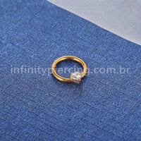 Piercing Argola Titânio Segmento Articulado Uma Zircônia Coração