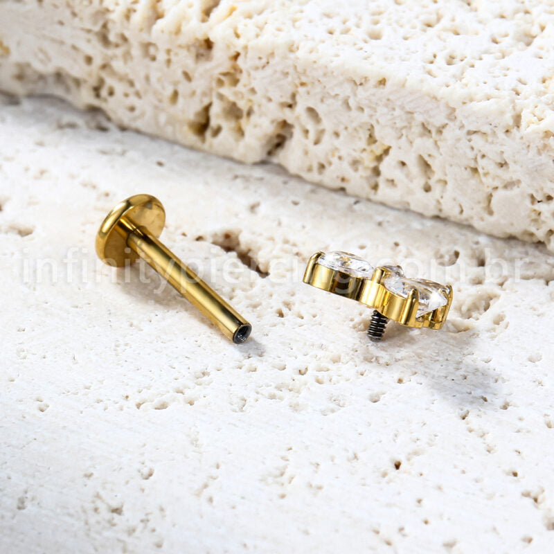 Piercing Labret Titânio Laço Zircônia Cravejada