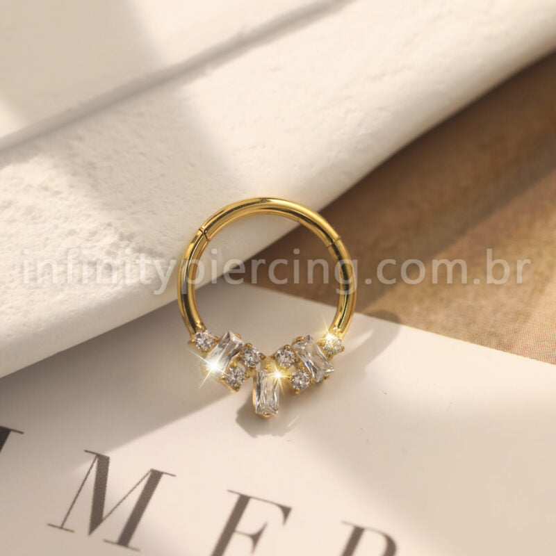 Piercing Argola Titânio Segmento Articulado Zircônias