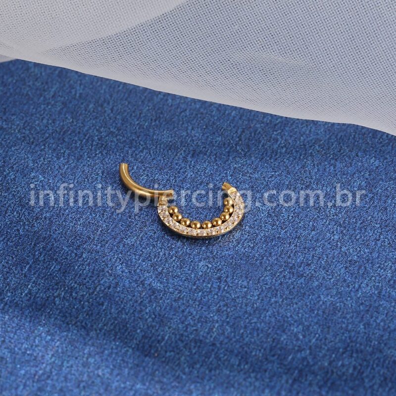 Piercing Argola Titânio Segemento Articulado Indiano Zircônia Cravejada