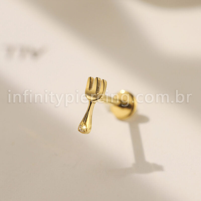 Piercing Labret Aço Cirúrgico Garfo Zircônia