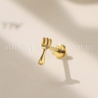 Piercing Labret Aço Cirúrgico Garfo Zircônia