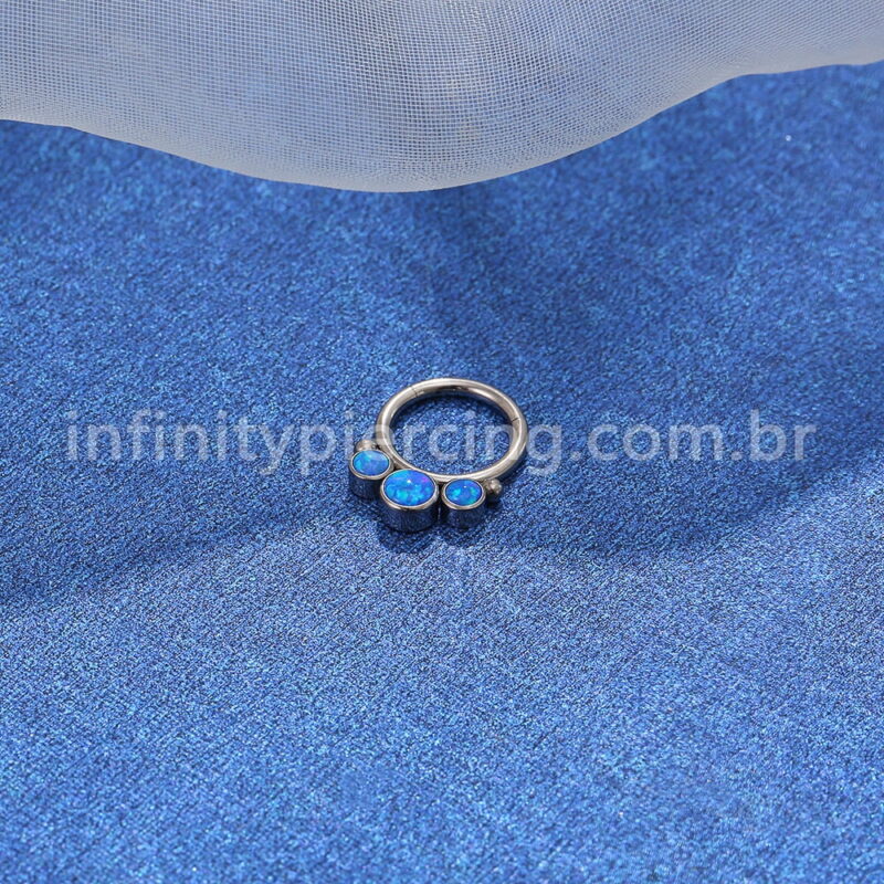 Piercing Argola Segmento Articulado Titânio Indiano Zircônia/Opala