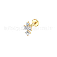 Piercing Labret Aço Cirúrgico 4 Zircônia