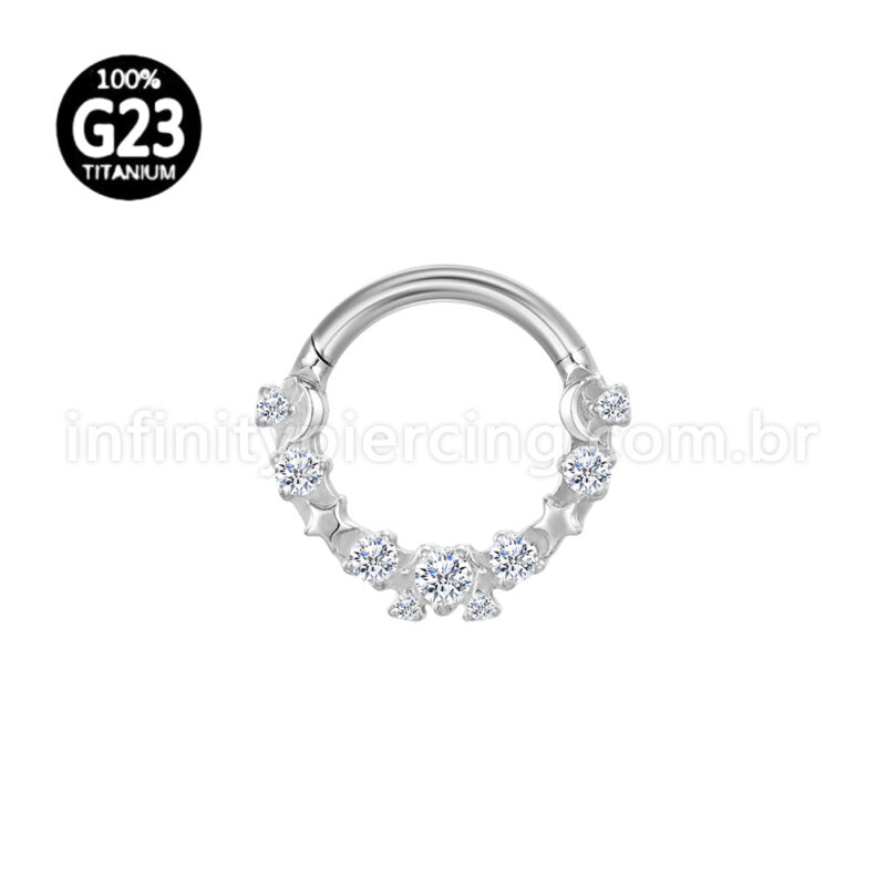 Piercing Argola Titânio Frontal Detalhes Com Zircônia