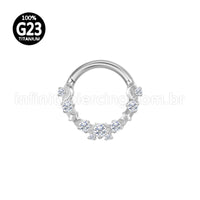 Piercing Argola Titânio Frontal Detalhes Com Zircônia