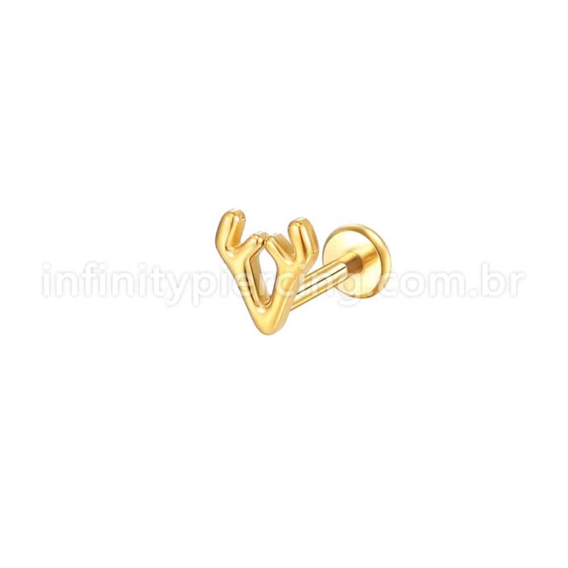Piercing Labret Aço Cirúrgico Chifre De Alce