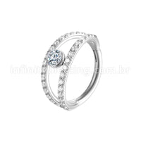 Piercing Argola Segmentada Aço Cirurgico 2 Fileiras Zircônia