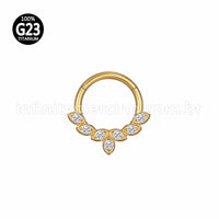 Piercing Argola Titânio Segemento Articulado Detalhes Zircônia