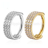 Piercing Argola Segmento Articulado Aço Cirurgico Zircônia 3 Fileiras
