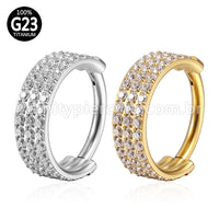 Piercing Argola Segmento Articulado Titânio Zircônia 3 Fileiras