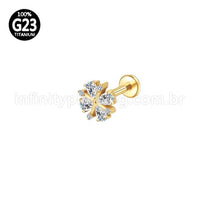 Piercing Labret Titânio Flor Zircônia