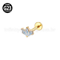 Piercing Labret Titânio Trio Zircônia
