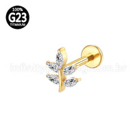 Piercing Labret Titânio Folha Zircônia Cravejada