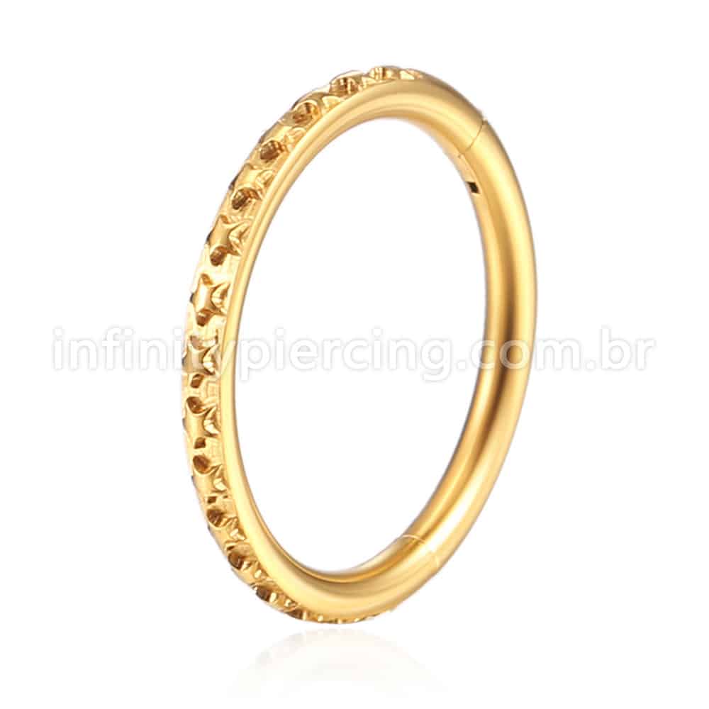 Piercing Argola Aço Cirurgico Segmento Articulado Detalhes Eestrelas