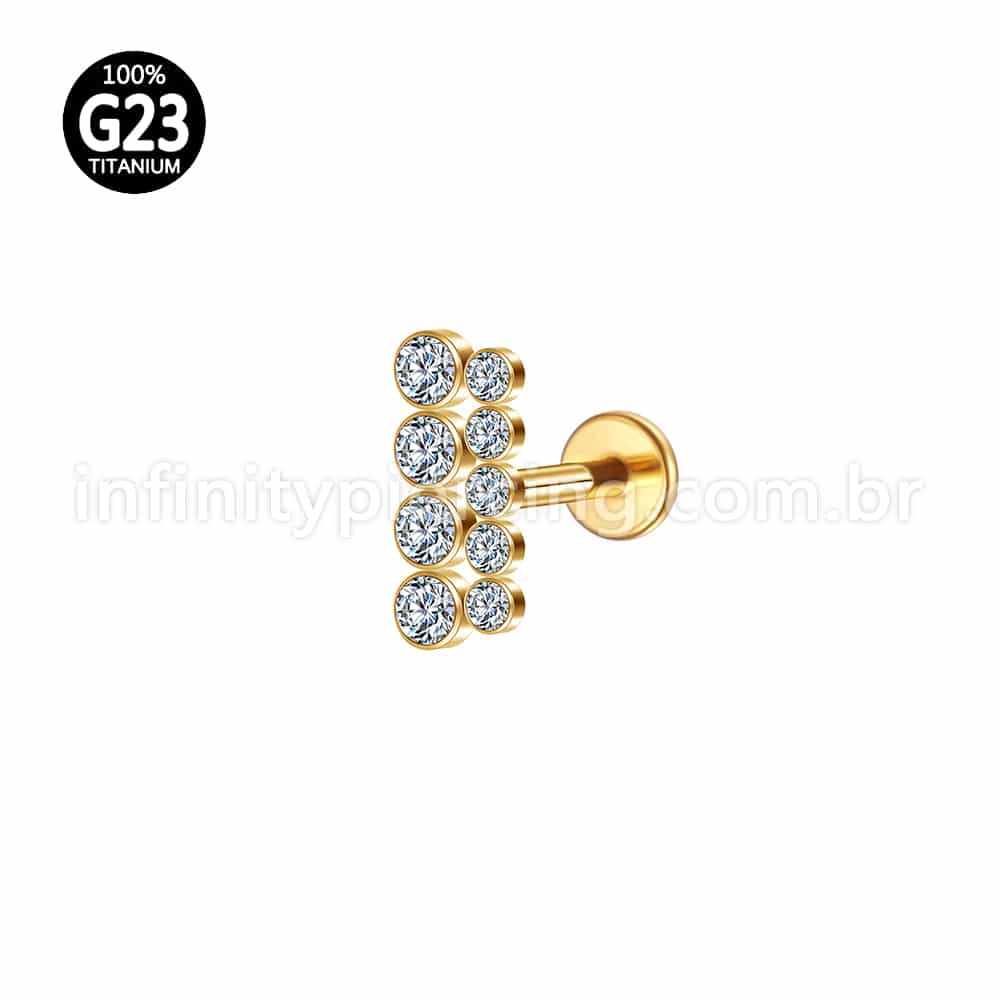 Piercing Labret Titânio Dupla Fileira Zircônia Pequena