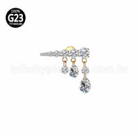 Piercing Labret Titânio Topo Reto Com Pingente Zircônias Cravejadas