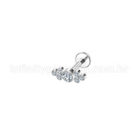 Piercing Labret Aço Cirúrgico 7 Zircônias