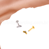 Piercing Labret Aço Cirúrgico Mini Cluster Zircônia