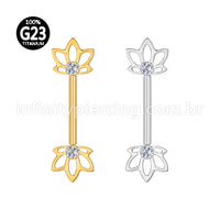 Piercing Mamilo Titânio Push Pin Folhas Zircônia